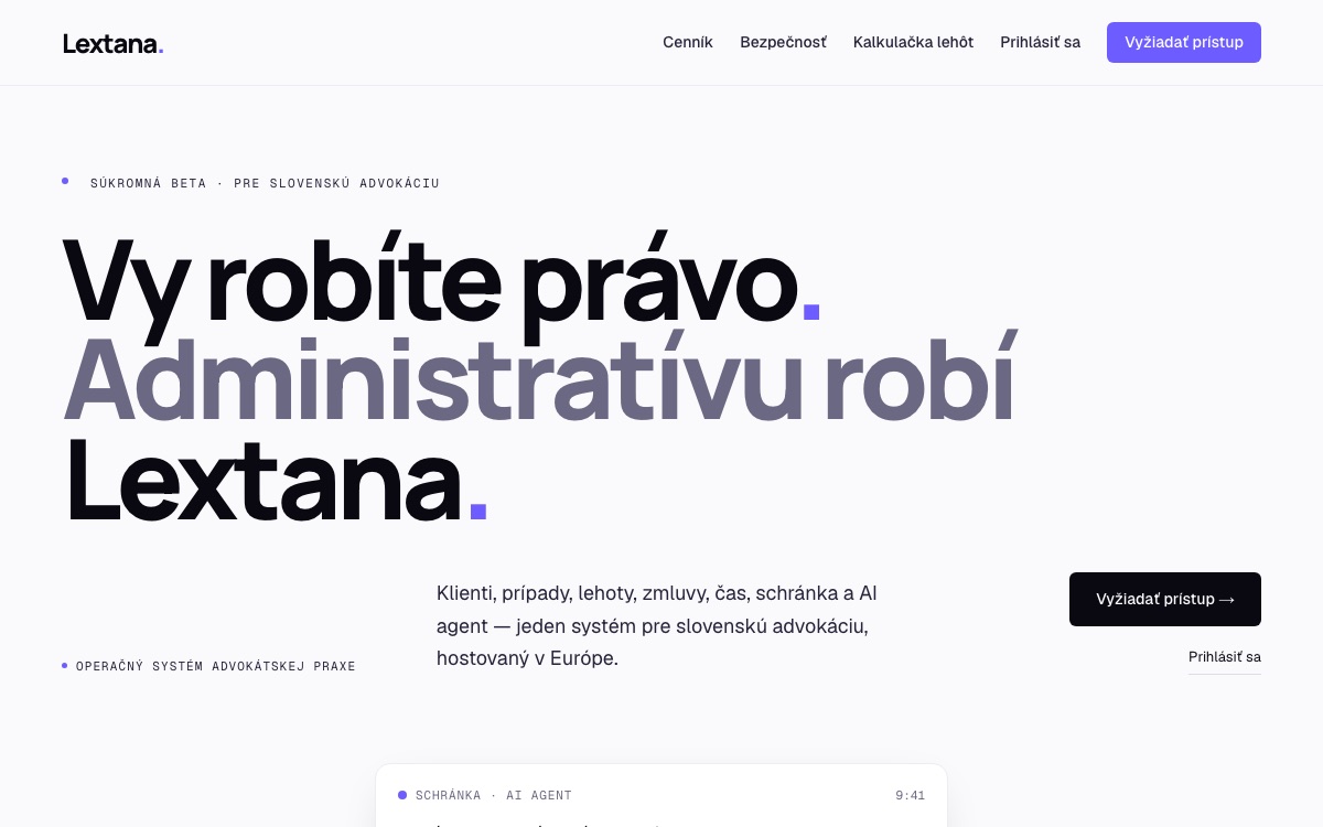 Lextana — AI workspace for Slovak law firms