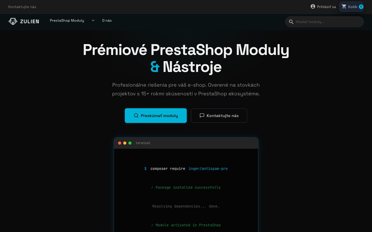 Zulien — PrestaShop module storefront with Super Hero publisher tier